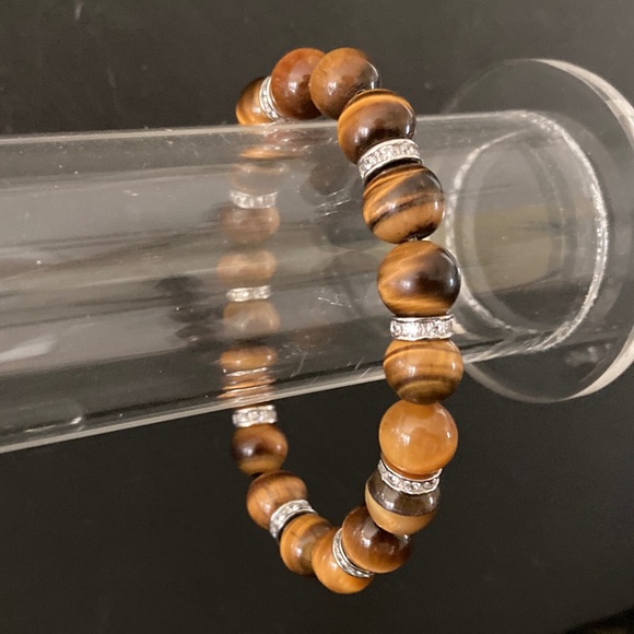 Esposito Diamonique Sterling Tiger's Eye Stretch Bracelet/Average Size/New!